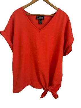 Frank Lyman Design Coral Red V-Neck Short Sleeve